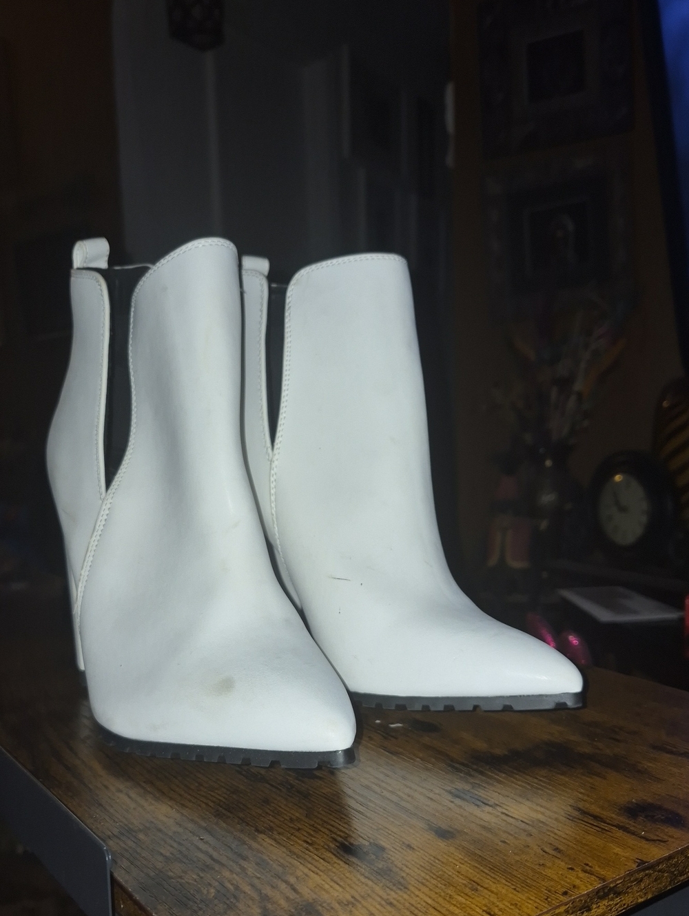 Women's White Pointed Ankle Boots